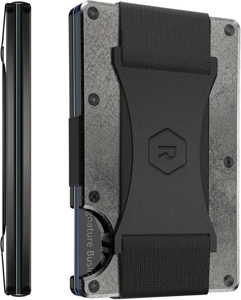 The Ridge Ridge Wallet for Men - Slim Minimalist Compact Wallet and Card Holder, RFID Protected Front Pocket Wallets for Men with Integrated Cash Strap (Stonewashed Titanium) - Image 1